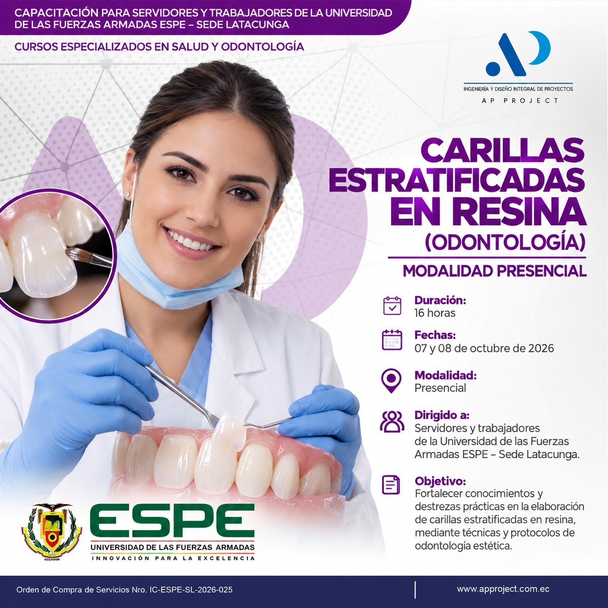 CARILLAS ESTRATIFICADAS EN RESINA (ODONTOLOGÍA) (MODALIDAD PRESENCIAL)