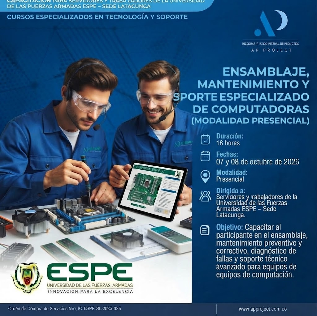 ENSAMBLAJE, MANTENIMIENTO Y SOPORTE TECNICO ESPECIALIZADO DE COMPUTADORAS (MODALIDAD PRESENCIAL)
